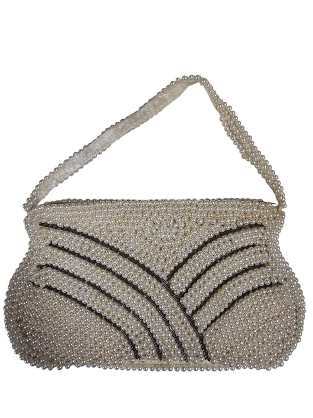 VTG 50s beaded faux pearl handbag . made in Japan